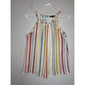 PAPERMOON Stitch Fix Halter Striped Womens XSP Tank Colorful Flowy Keyhole